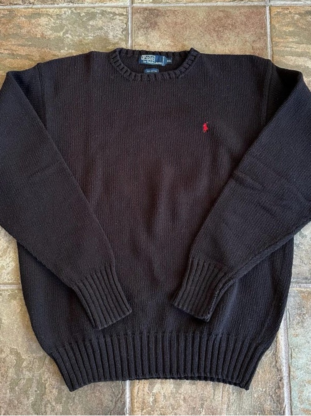 Ralph Lauren Black Crewneck Sweater with Red Pony